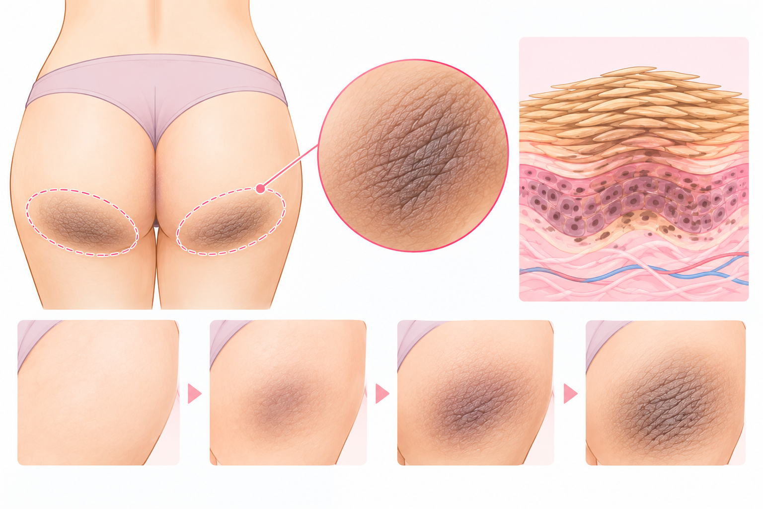 おしりがたこのように硬くなった状態(臀部角化性苔癬化皮膚・シッターズサイン)